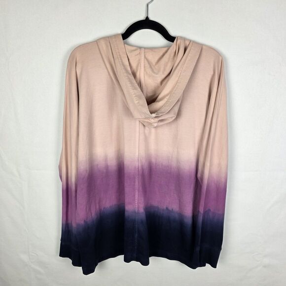 NWT J JILL Fit Twilight Dip-Dyed Ombre French Terry 1/4 Zip Pullover Hoodie Sz M - Picture 3 of 8